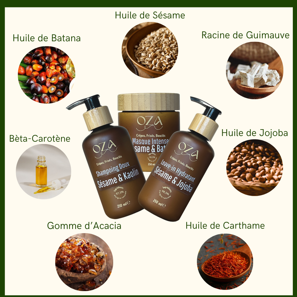 PACK TRIO routine - Shampoing Doux, Masque Intense, Leave-in Hydratant OZA