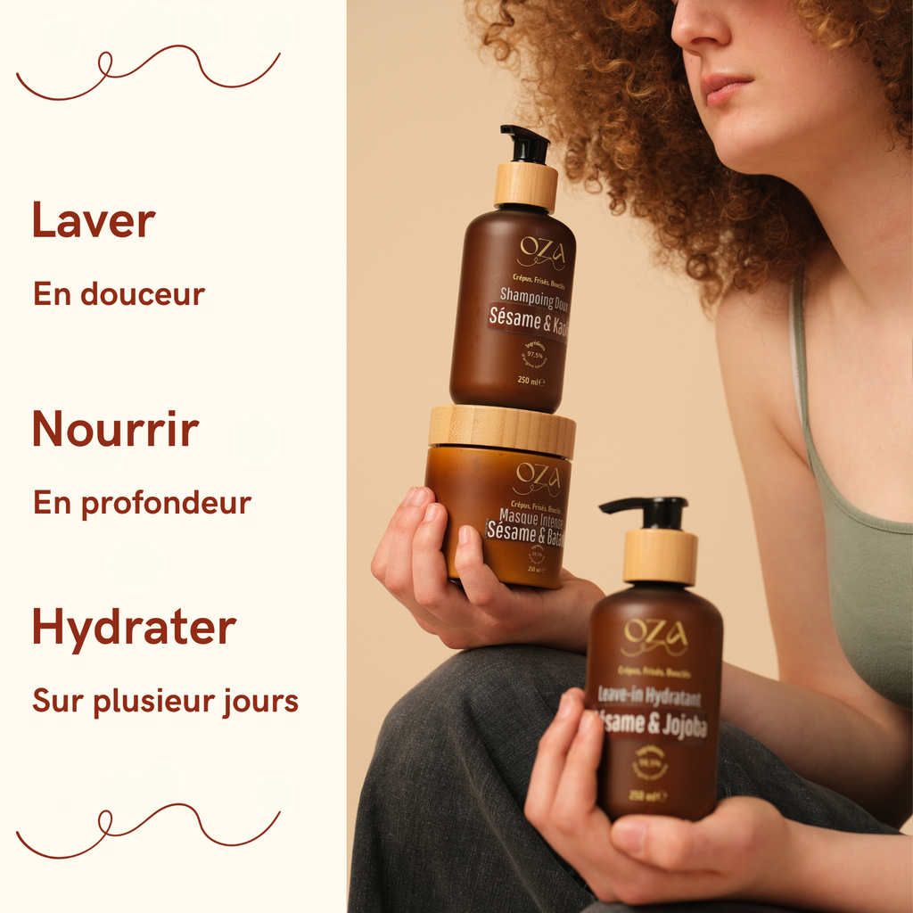 PACK TRIO routine - Shampoing Doux, Masque Intense, Leave-in Hydratant OZA